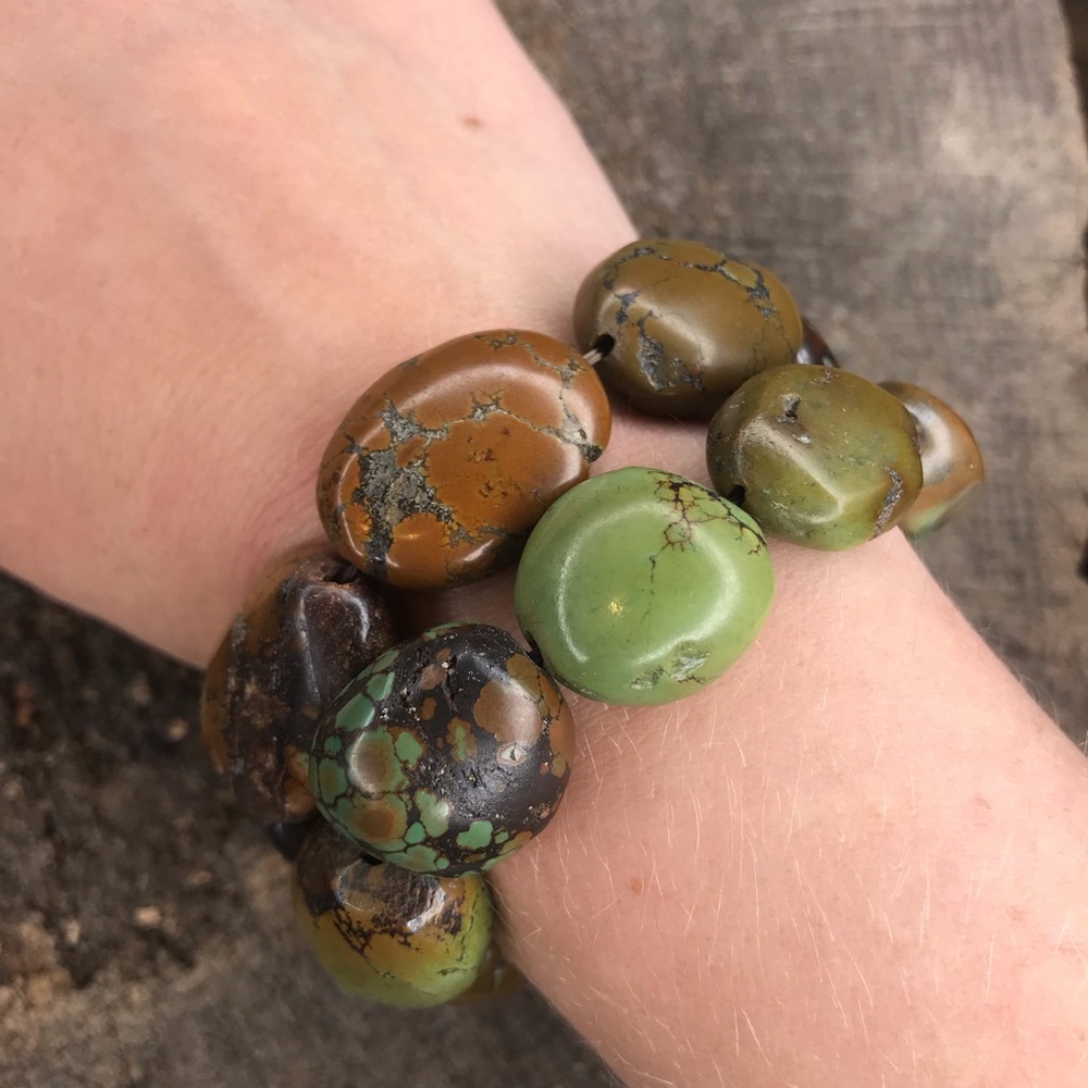 Y2K river rock bracelets stone green brown